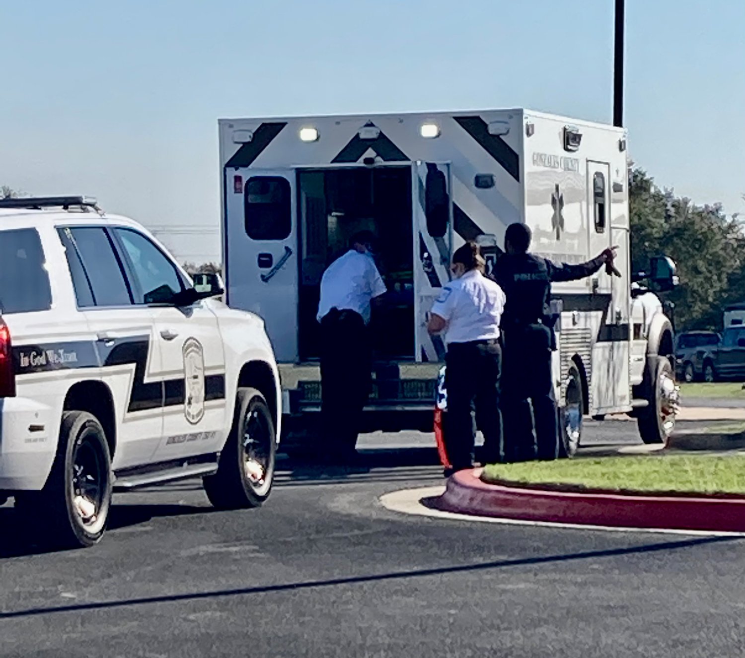 An active shooter drill takes place outside the Gonzales Healthcare Systems Emergency Room.
